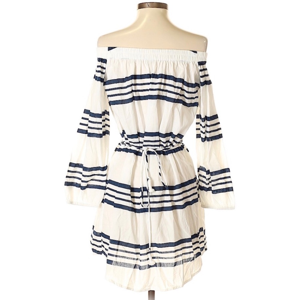 Faithfull The Brand White Stripe Dress size 4 revolve off shoulder boho